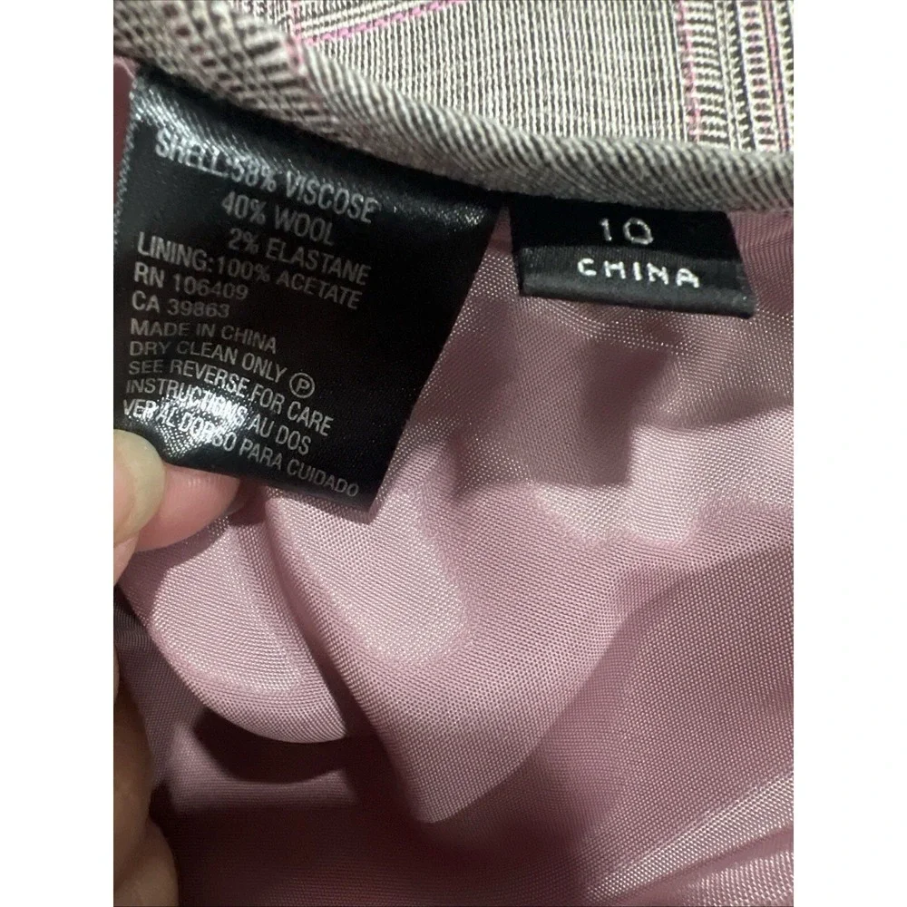 Plaid Pleated Plaid‎ Midi Skirt Size 10 Light Brown Pink A Line Wool Blend - Picture 5 of 12